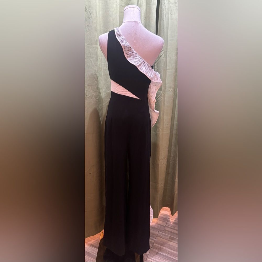 Jonathan Simkhai Black and White ruffle side slit jumpsuit, US4 - Picture 3 of 9